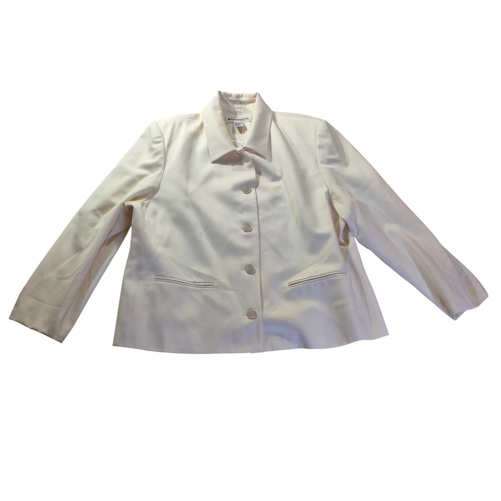 Appleseed's Blazer 9582M Womens 20 Plus Size Wool Winter White Heritage Preppy